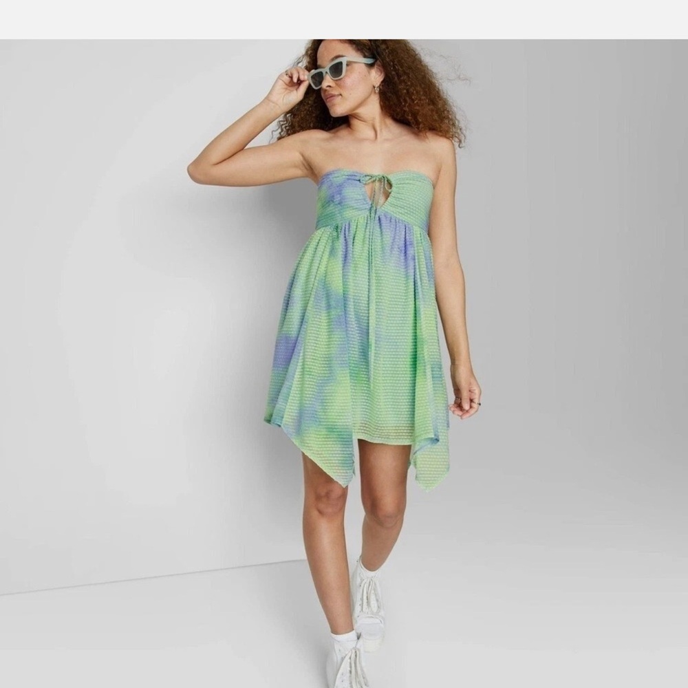 Strapless Green and Blue Dress